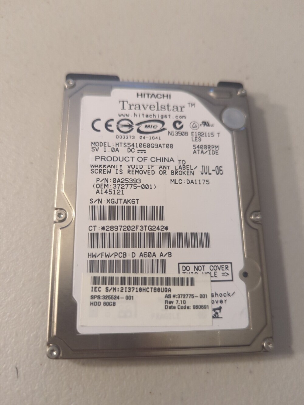 HITACHI HTS541060G9AT00 / HTS541060G9AT00 (USED)